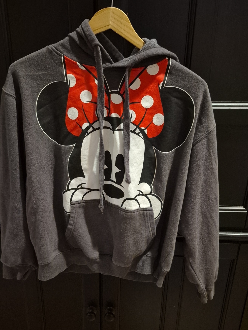 Disney Gray Hoodie with Minnie Mouse and Red Polka Dot Bow
